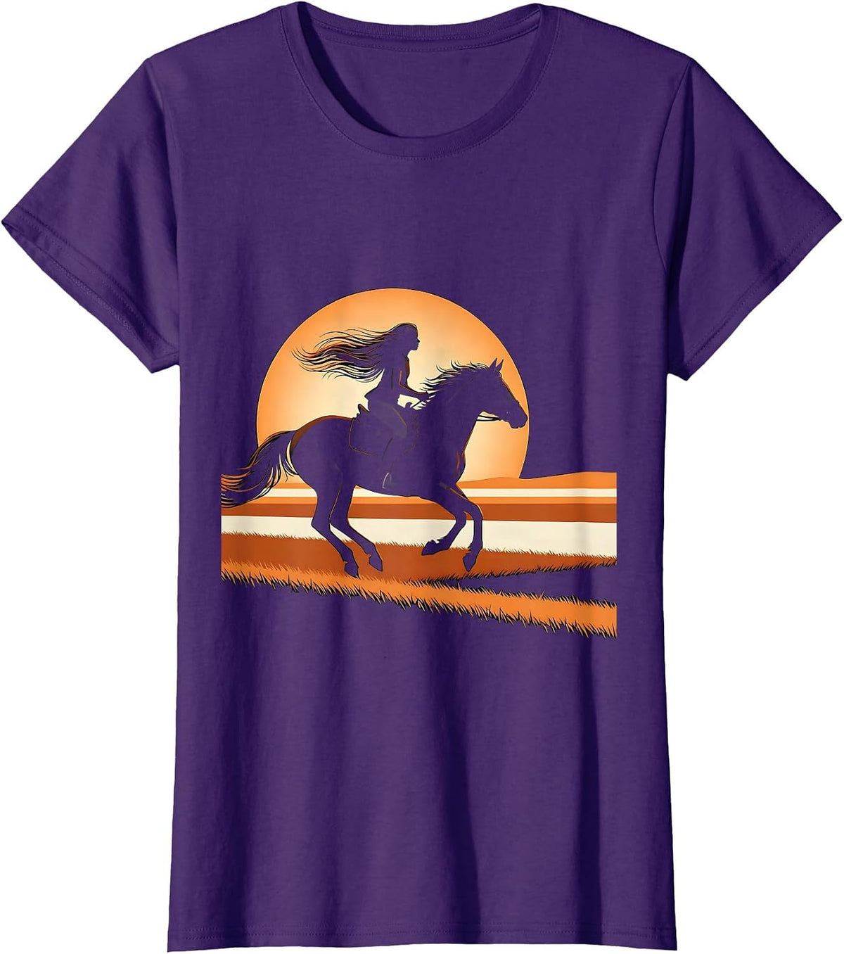 Women's Girl Galloping Bareback Through Open Meadow T-Shirt - Purple