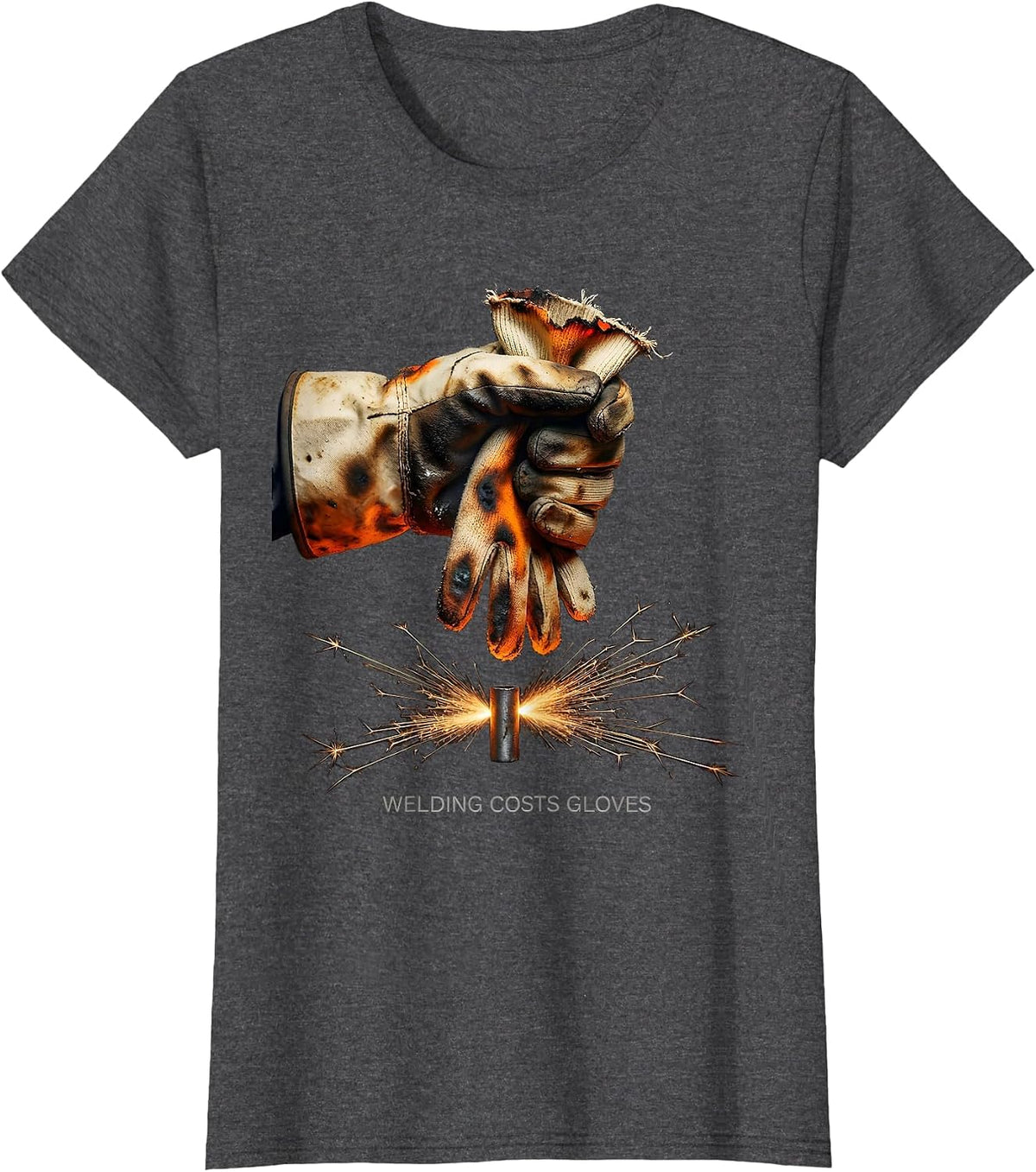 Women's Welding Costs Gloves Funny Welder Skeleton Humor Metal T-Shirt - Dark Heather Grey