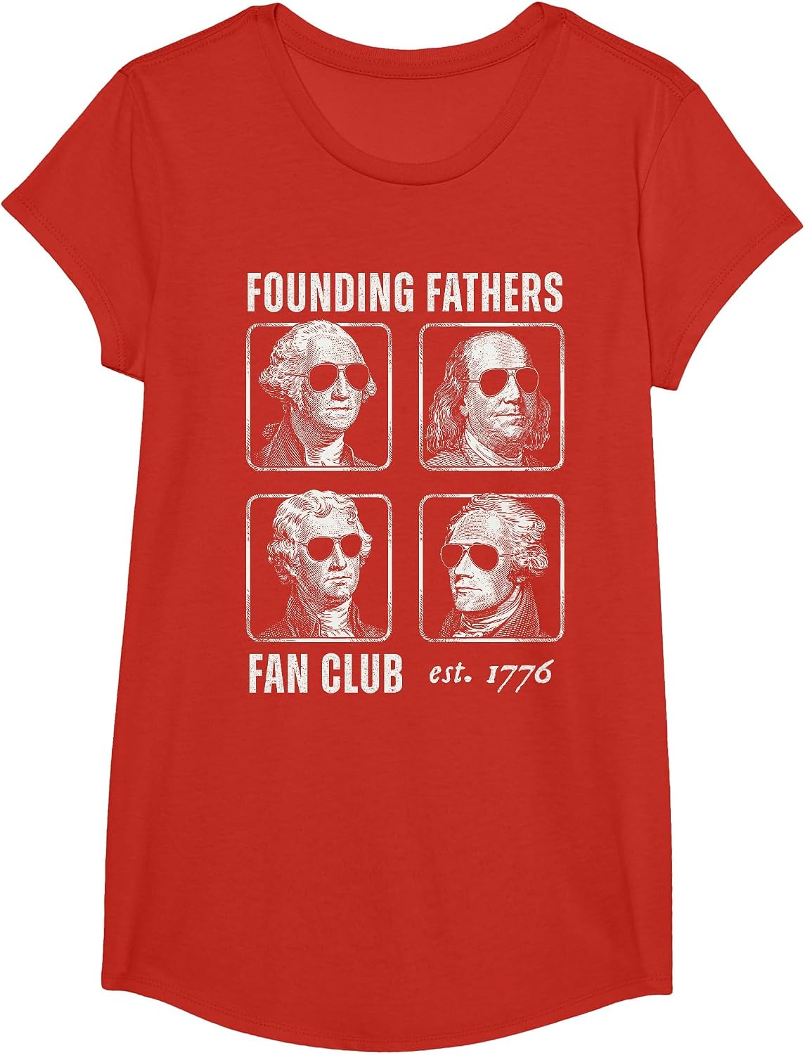 History Teacher Founding Fathers Fan Club 1776 T-Shirt - Girls Red