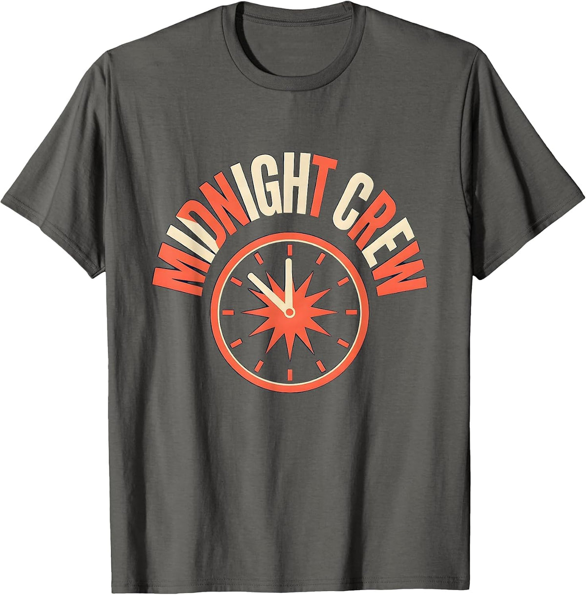 Men's Midnight Crew Festive New Year's Eve Party Nurse Crew T-Shirt - Asphalt Grey