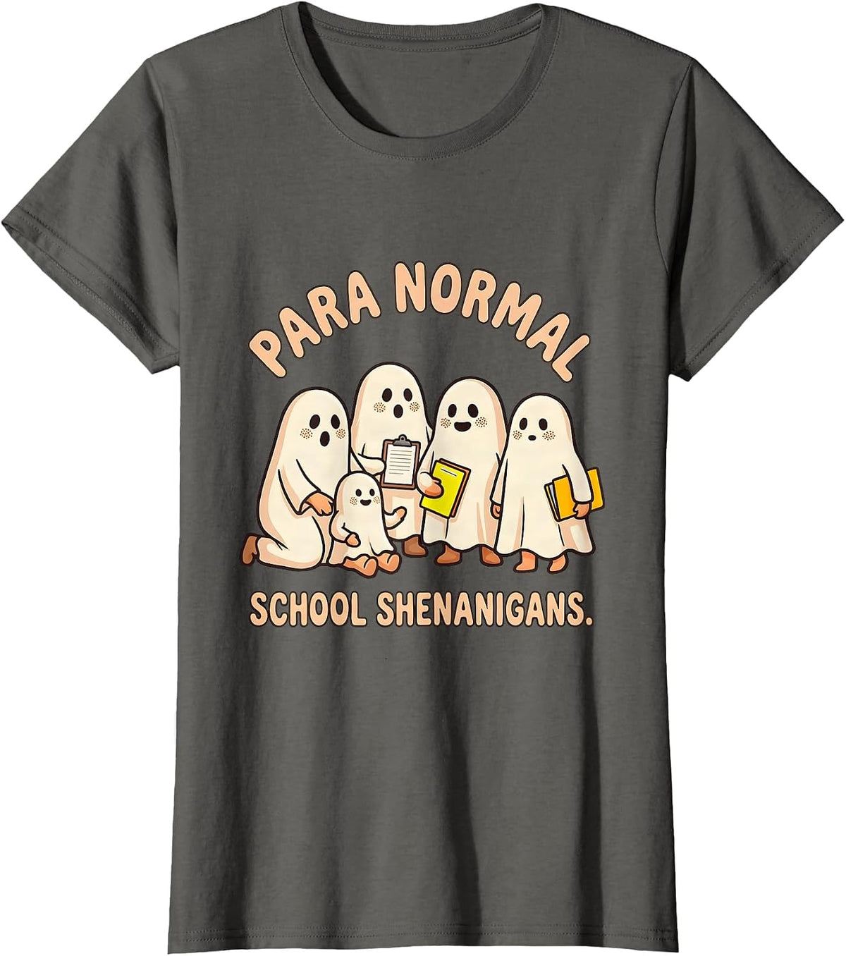 Women's Para Normal School Shenanigans Funny Paraeducator Halloween T-Shirt - Asphalt Grey