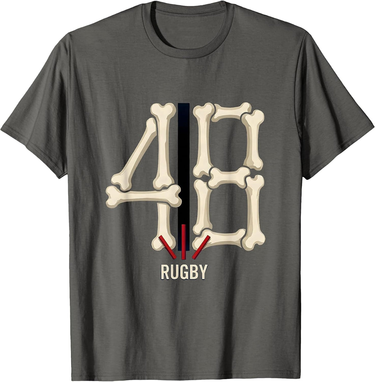 Men's 48 Rugby Custom Vintage Varsity Jersey Number Sports Tribute T-Shirt - Asphalt Grey