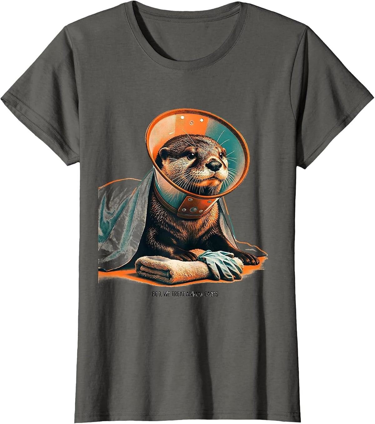 Women's Boo We Treat Animal Cases Funny Vet Tech Halloween Workplace T-Shirt - Asphalt Grey