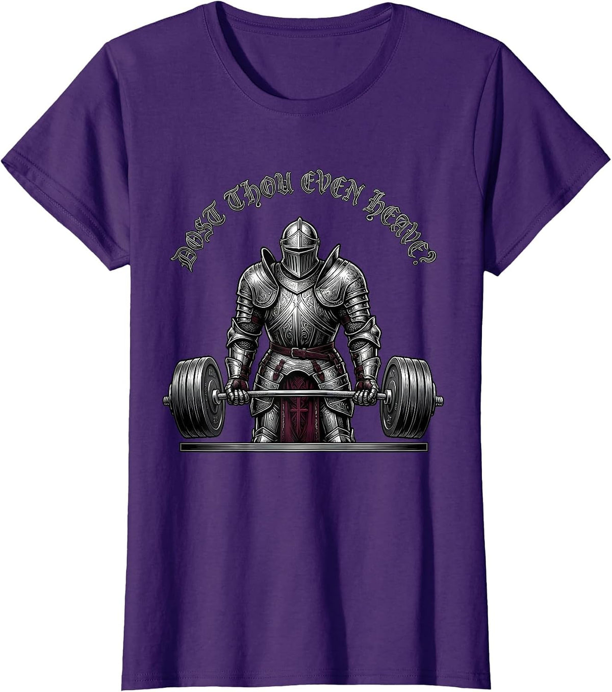 Women's Dost Thou Even Heave Gothic Medieval Gym Meme Funny Lifting T-Shirt - Purple