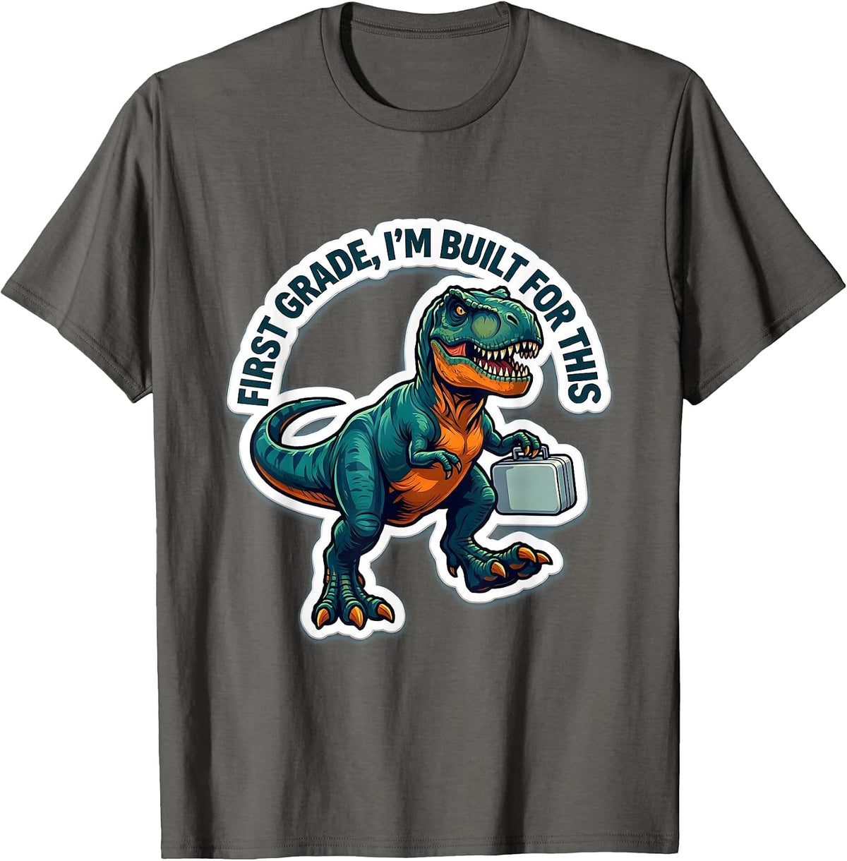 First Grade I'm Built For This Sticker Boy Back To School T-Shirt - Asphalt Grey