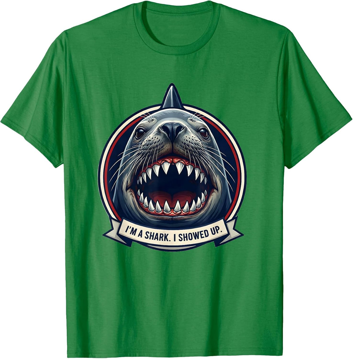 Men's I'm A Shark I Showed Up Funny Shark Jaw Halloween Costume T-Shirt - Kelly Green