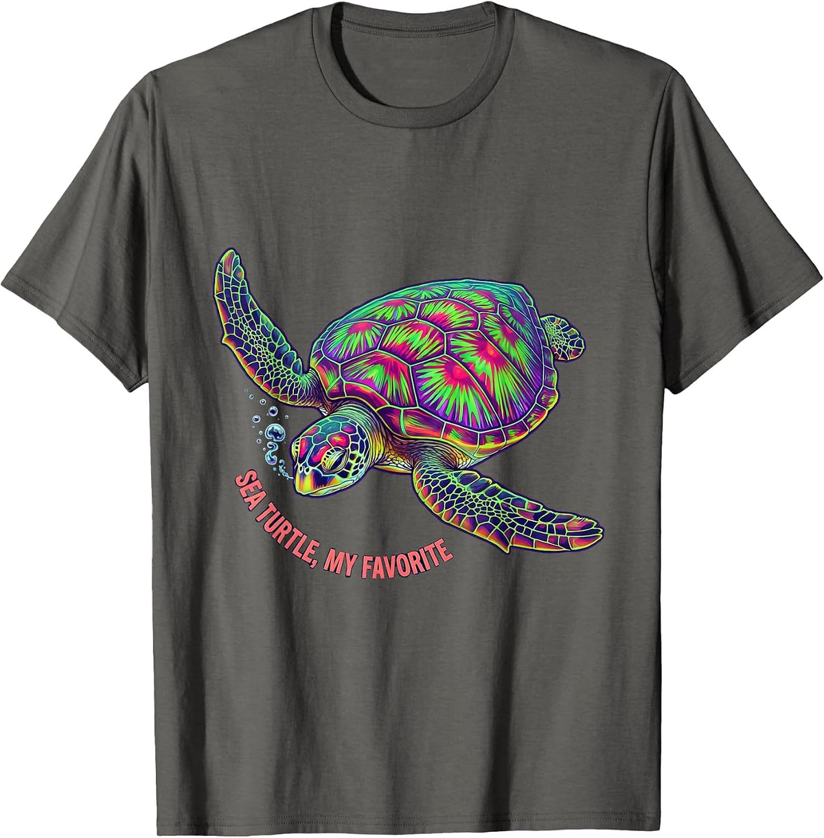 Men's Sea Turtle My Favorite Psychedelic Ocean Animal Beach Lover T-Shirt - Asphalt Grey