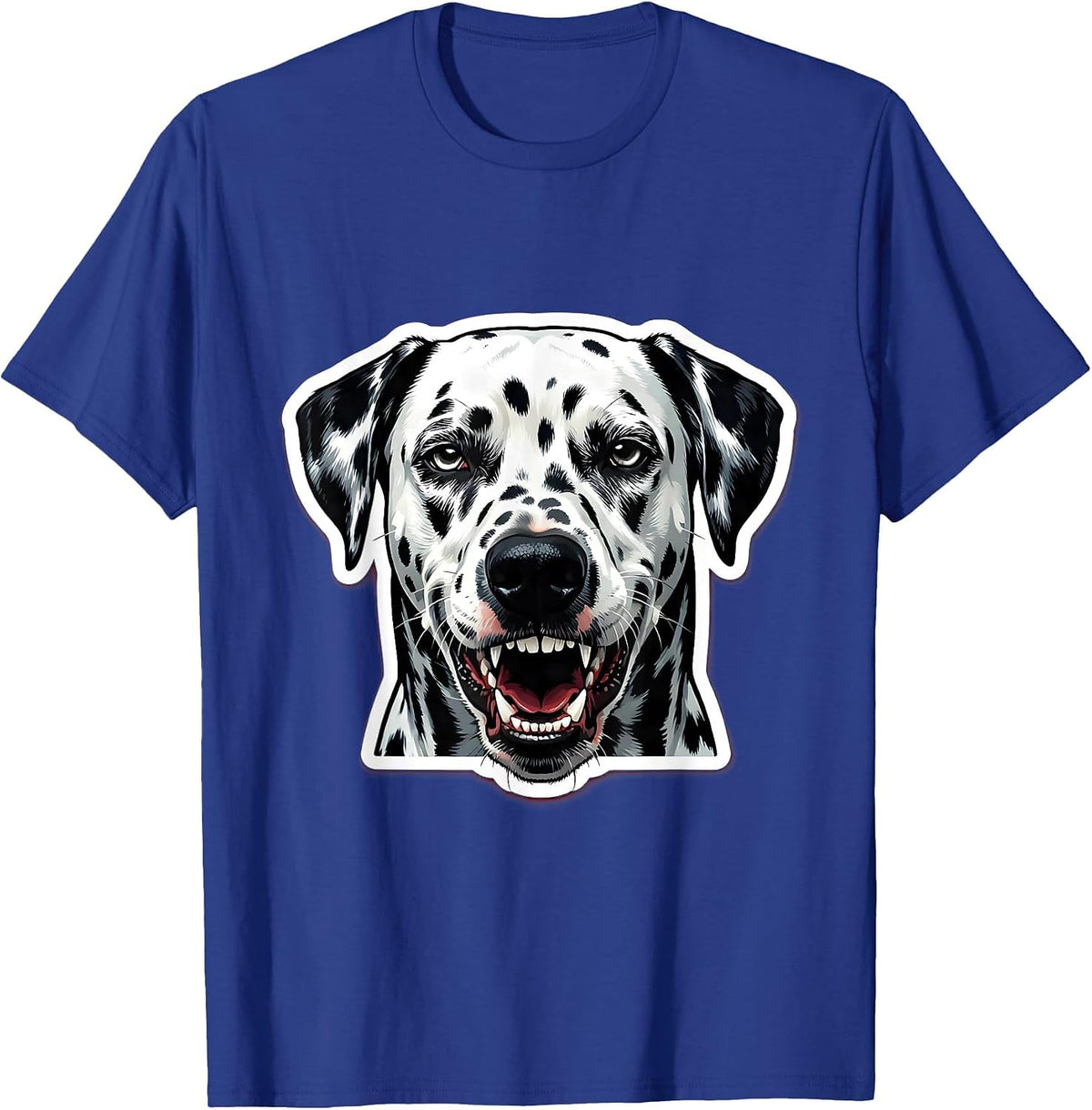 Men's Fierce Dalmatian Snarling Bold Spot Shadow Graphic T-Shirt - Royal Blue