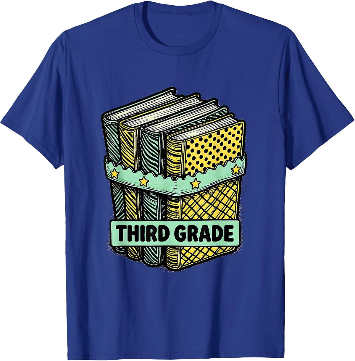 Men's THIRD GRADE Retro Cartoon Back To School First Day of School T-Shirt - Royal Blue
