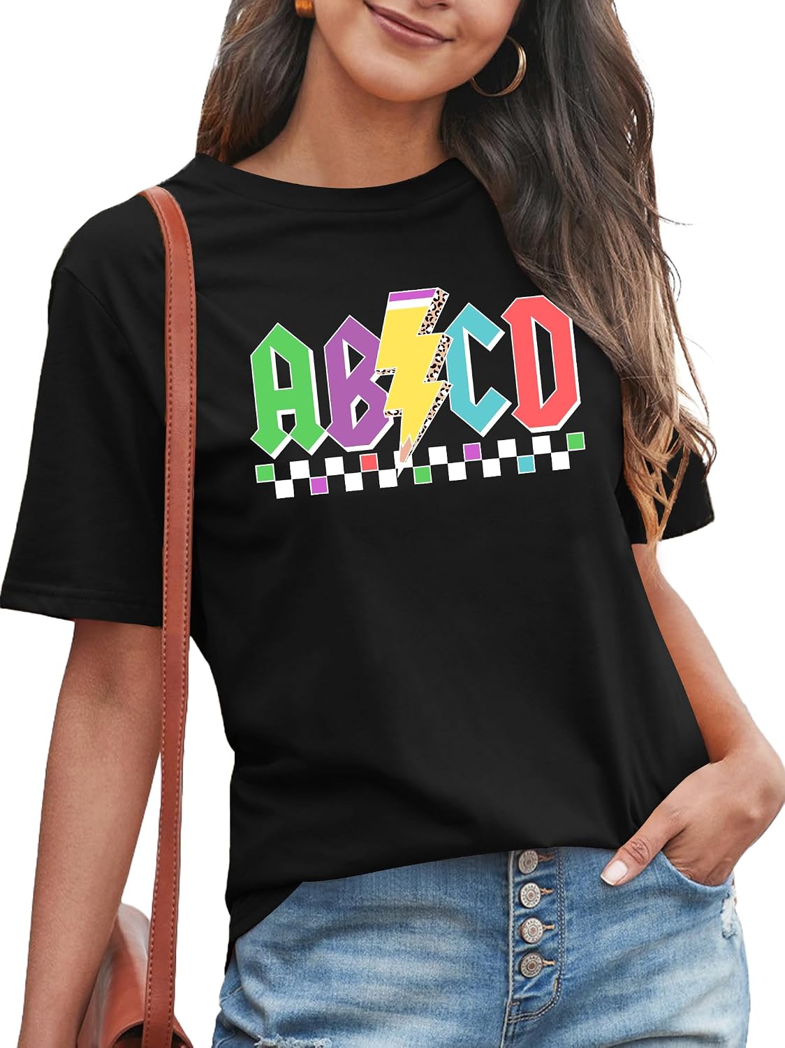 Teacher Shirts for Women Happy to See Your Face Shirt First Day of School Tshirt Back to School Teacher Life Tee Tops - Black