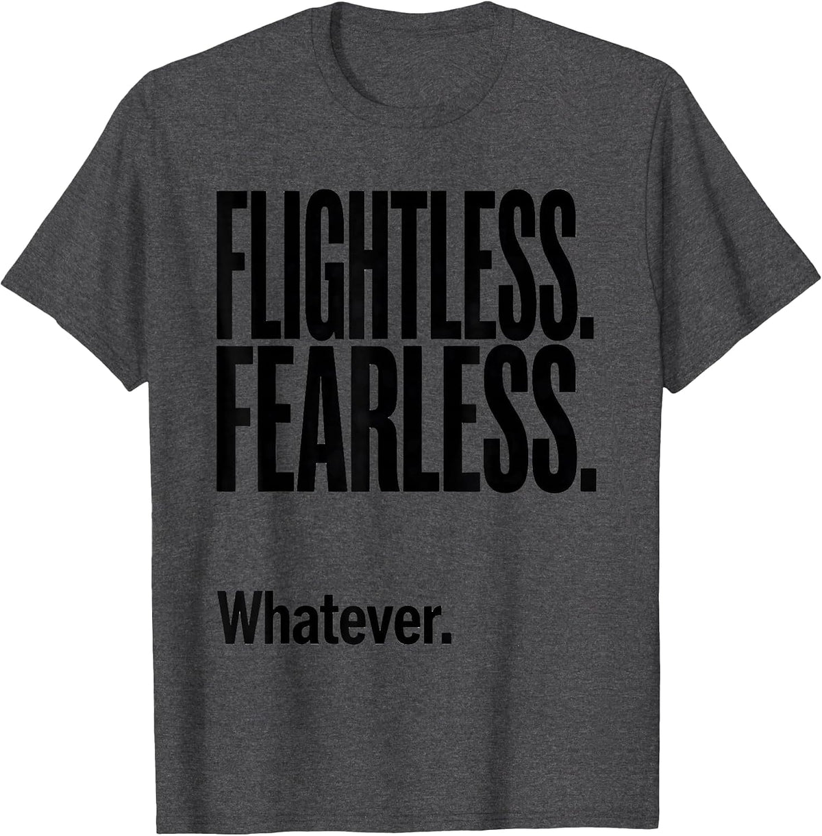 Men's Flightless Fearless Whatever Kiwi Map Rugby Haka Pride T-Shirt - Dark Heather Grey