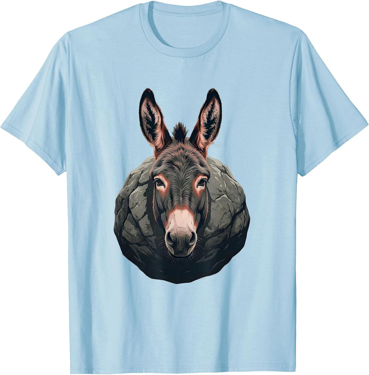 Men's Donkey Head Stone Funny Farm Animal Humor T-Shirt - Baby Blue