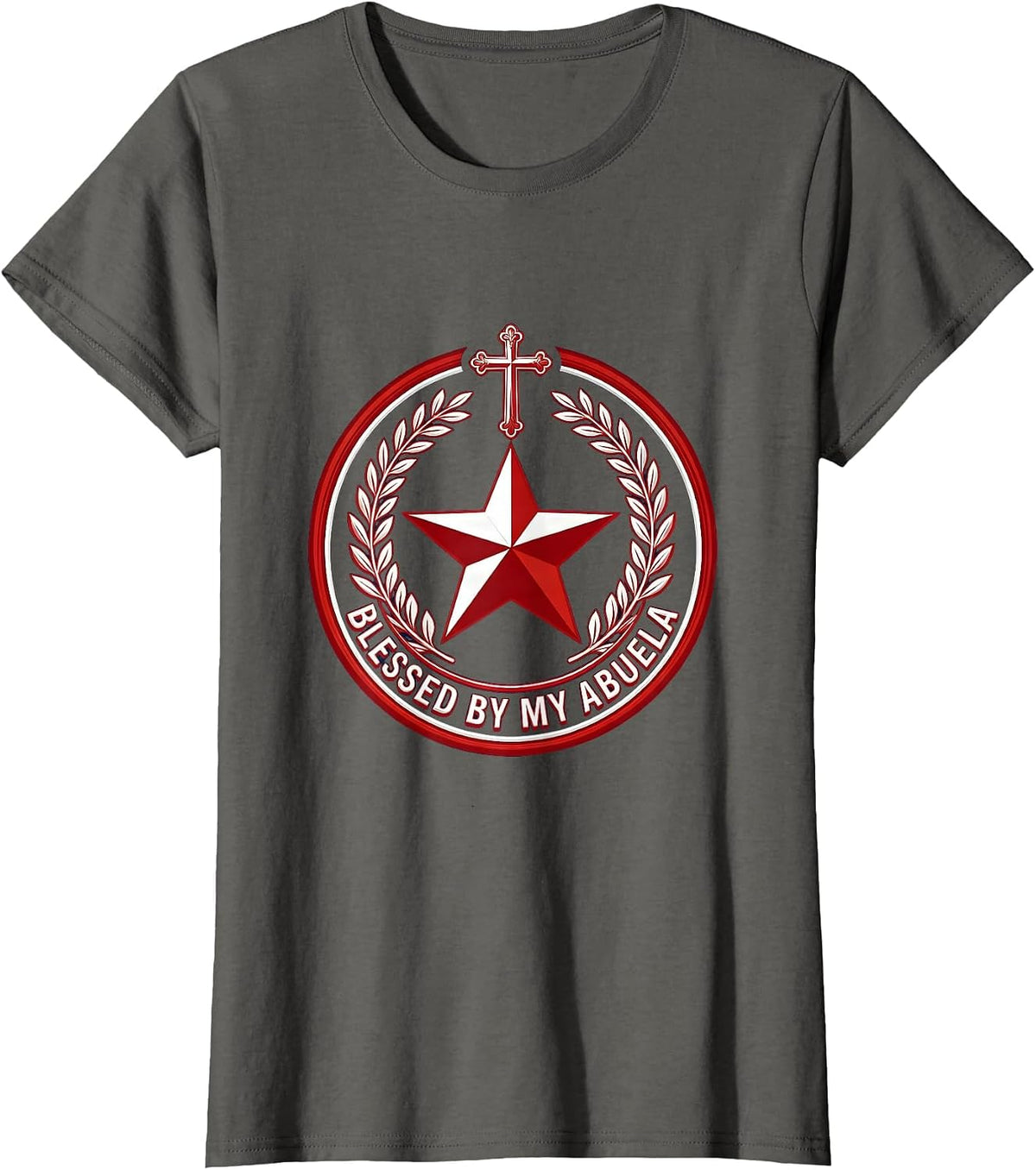 Women's Blessed By My Abuela Latina Heritage Design T-Shirt - Asphalt Grey