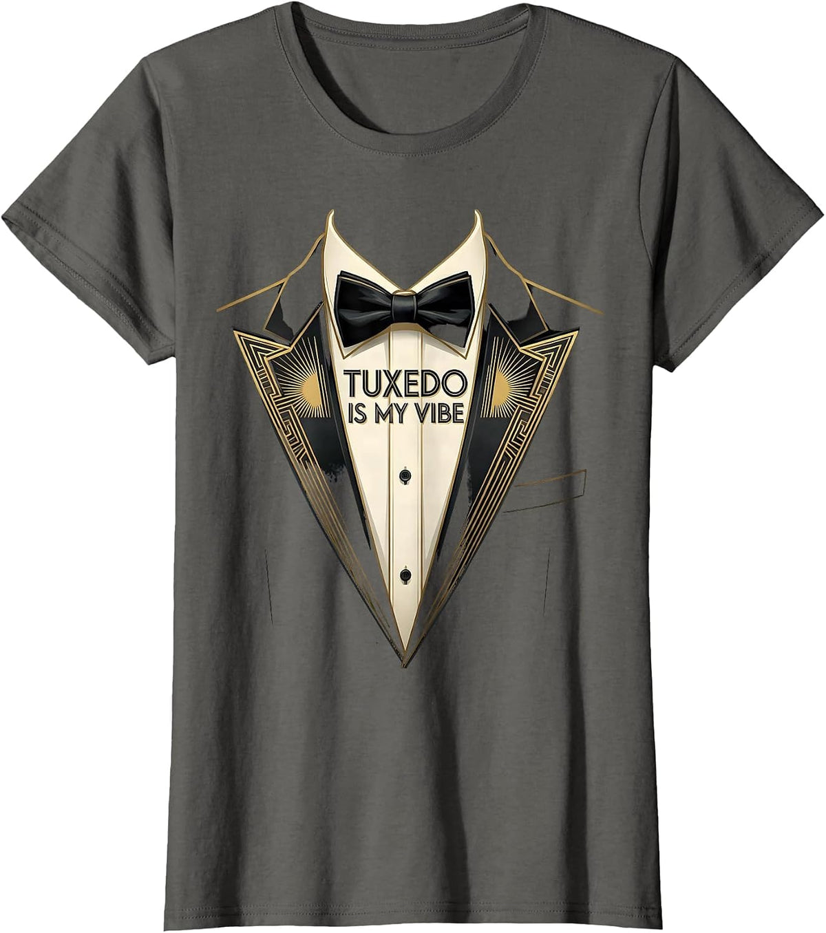 Women's Tuxedo Is My Vibe Formal Style Design T-Shirt - Asphalt Grey