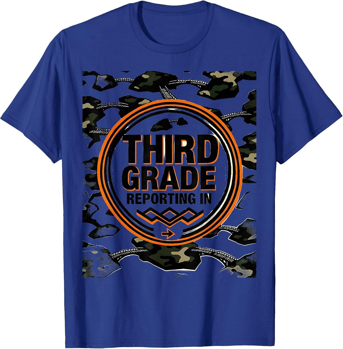 Men's Third Grade Reporting In Camo Back To School Boy T-Shirt - Royal Blue