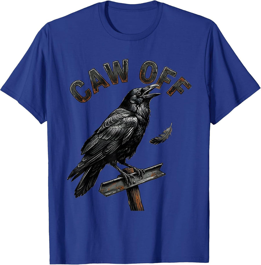 Caw Off Funny Crow Bird Pun Humor Gothic Raven T-Shirt - Royal Blue
