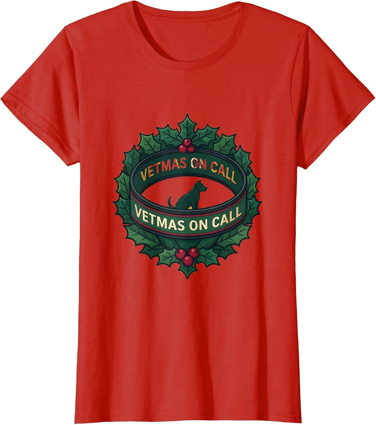 Vetmas On Call Funny Vet Tech Christmas Veterinary Clinic T-Shirt - Red