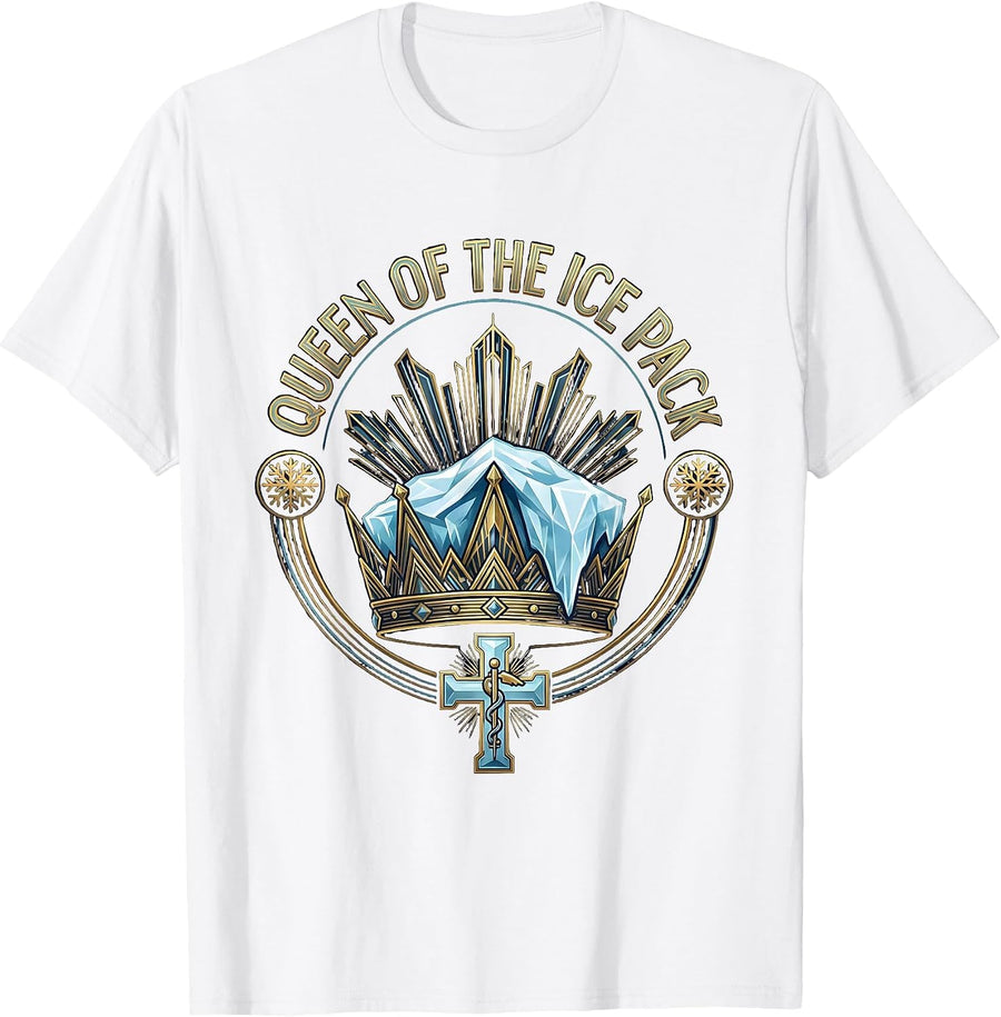 Men's Queen of the Ice Pack School Nurse Design T-Shirt - White