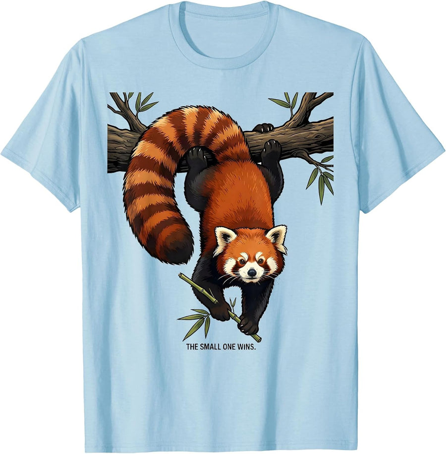 Men's The Small One Wins Funny Red Panda Animal Lover Humor T-Shirt - Baby Blue