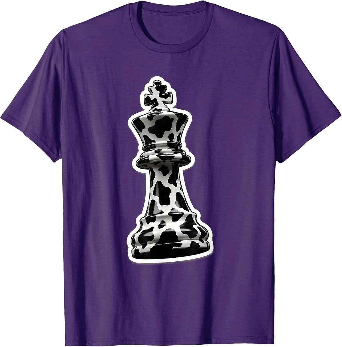 Cow Print Chess King Closeup Graphic T-Shirt - Purple