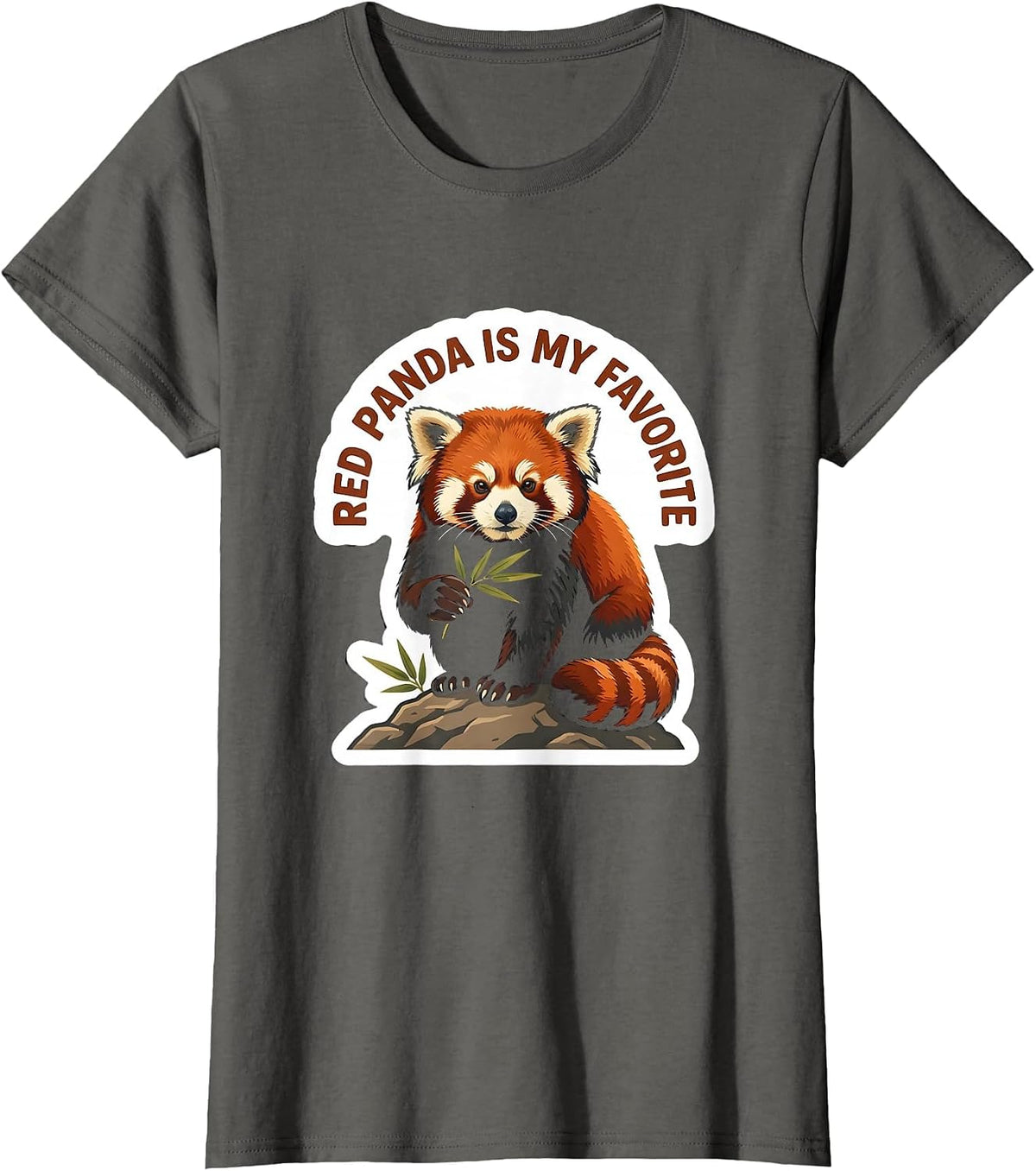Women's Red Panda Is My Favorite Funny Cute Animal Lover Gift T-Shirt - Asphalt Grey