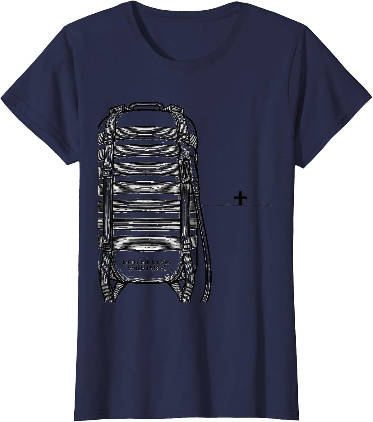 Women's Medicine Moves When I Move Patriotic Semi Truck Driver T-Shirt - Navy Blue