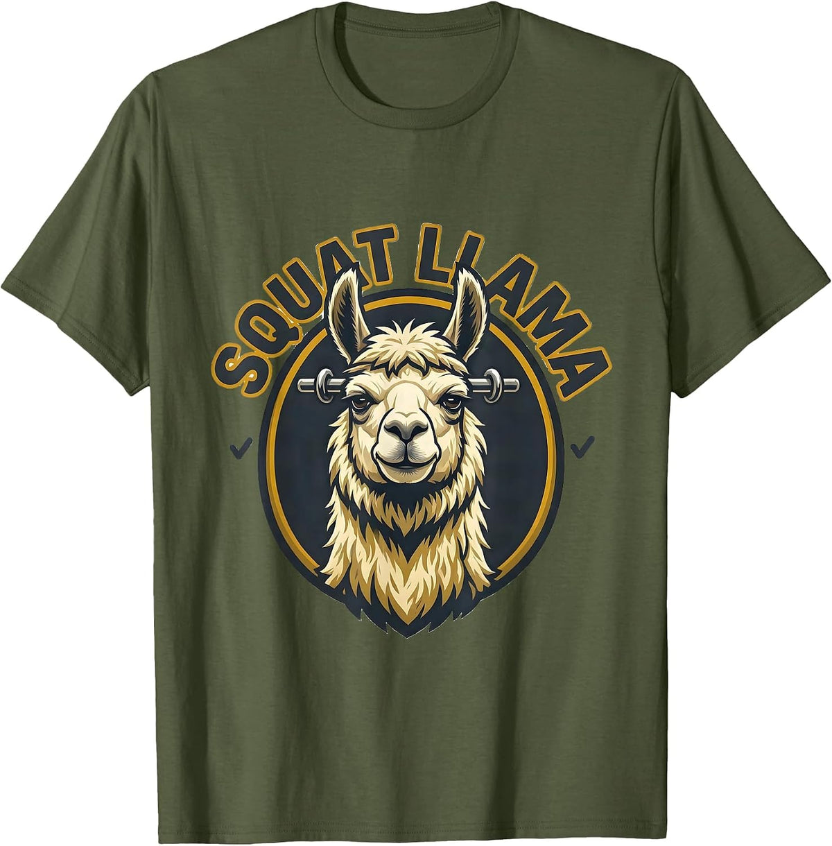 Squat Llama Funny Llama Lover Novelty Humor T-Shirt - Olive Green