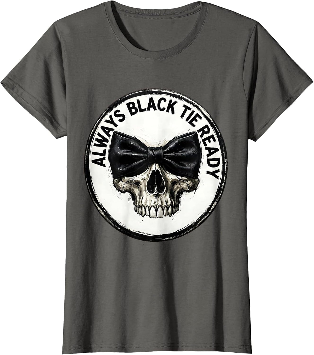 Women's Always Black Tie Ready Tuxedo Graphic Design T-Shirt - Asphalt Grey