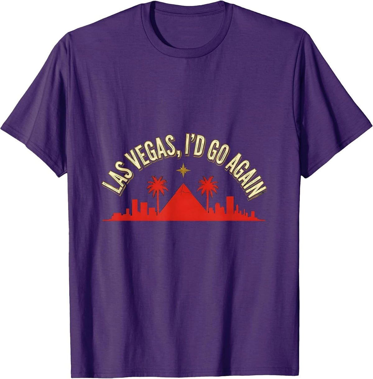 Men's Las Vegas, I’d Go Again Nostalgic Vacation Souvenir Skyline T-Shirt - Purple