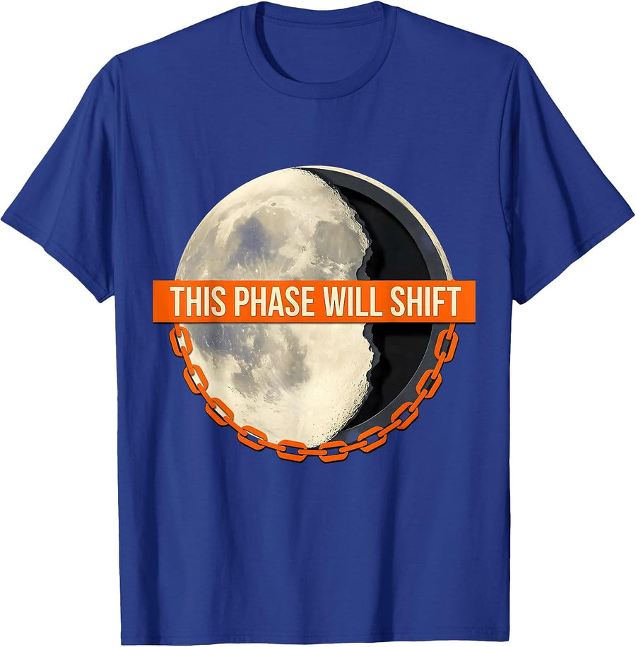 This Phase Will Shift Stencil Moon Phase Astronomy Gift T-Shirt - Royal Blue