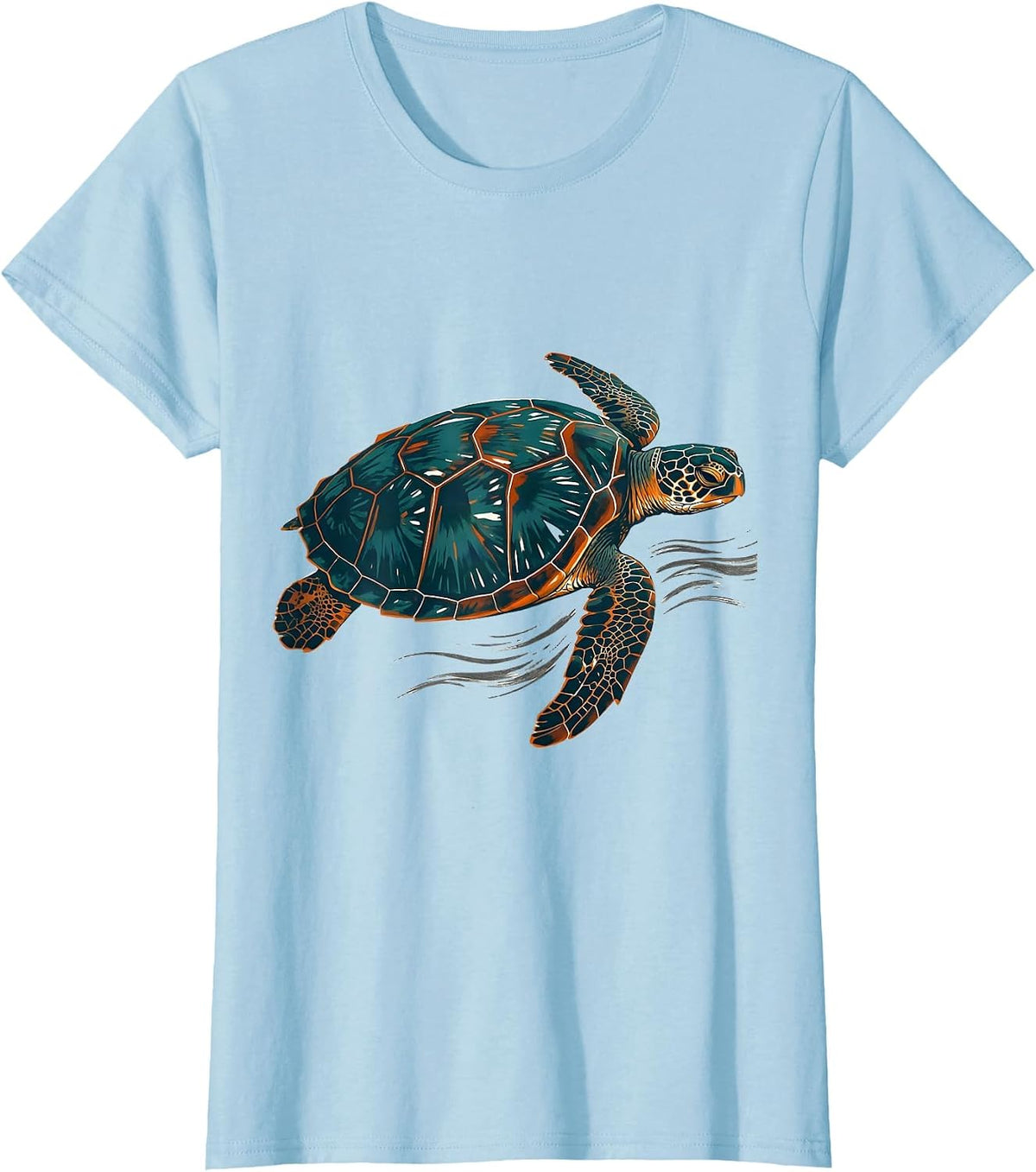 Sea Turtle Screenprint Poster Pet Lover Gift T-Shirt - Baby Blue