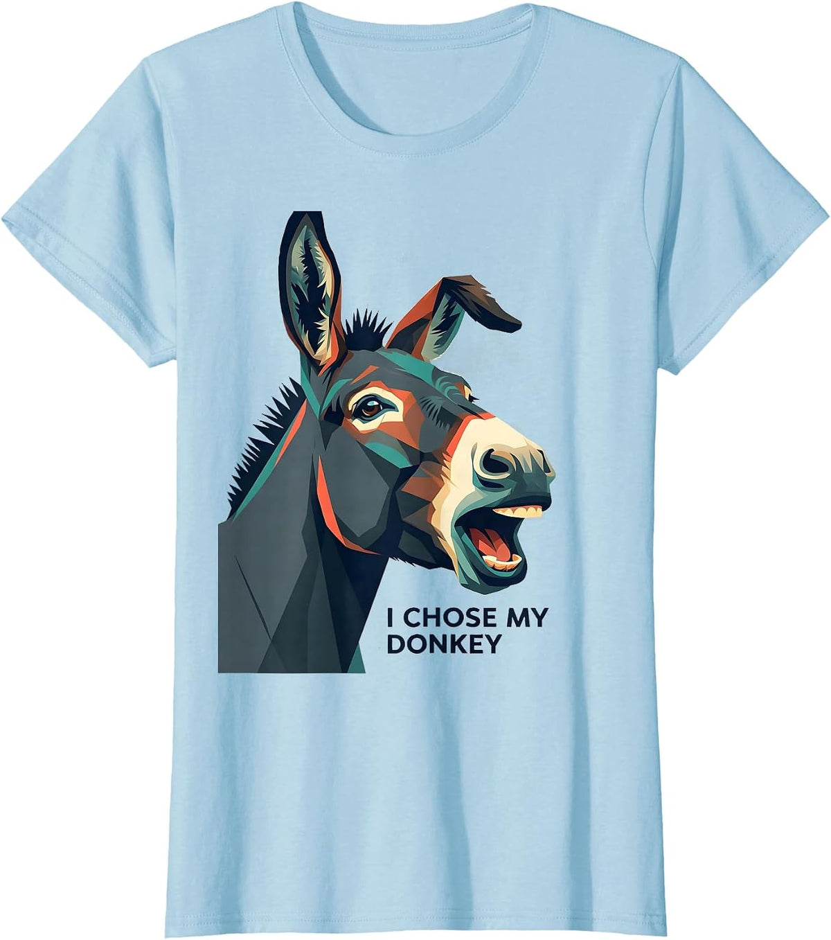 Women's I Chose My Donkey Funny Donkey Lover Animal Humor T-Shirt - Baby Blue