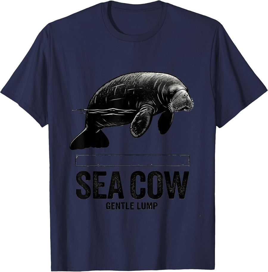 Sea Cow Gentle Lump Funny Manatee Ocean Animal Lover T-Shirt - Navy Blue