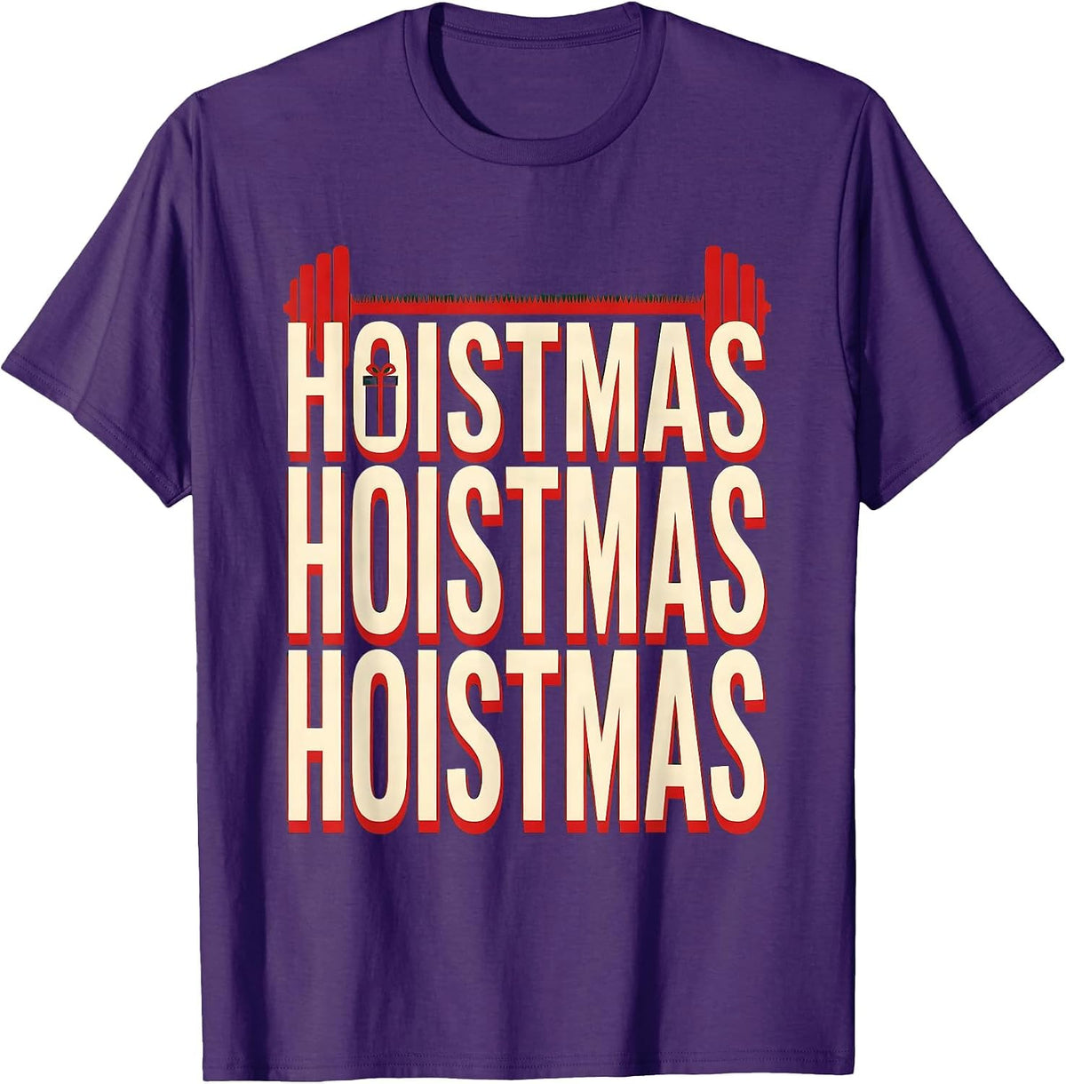 Hoistmas Funny Christmas Gym Weightlifting Workout Fitness T-Shirt - Purple