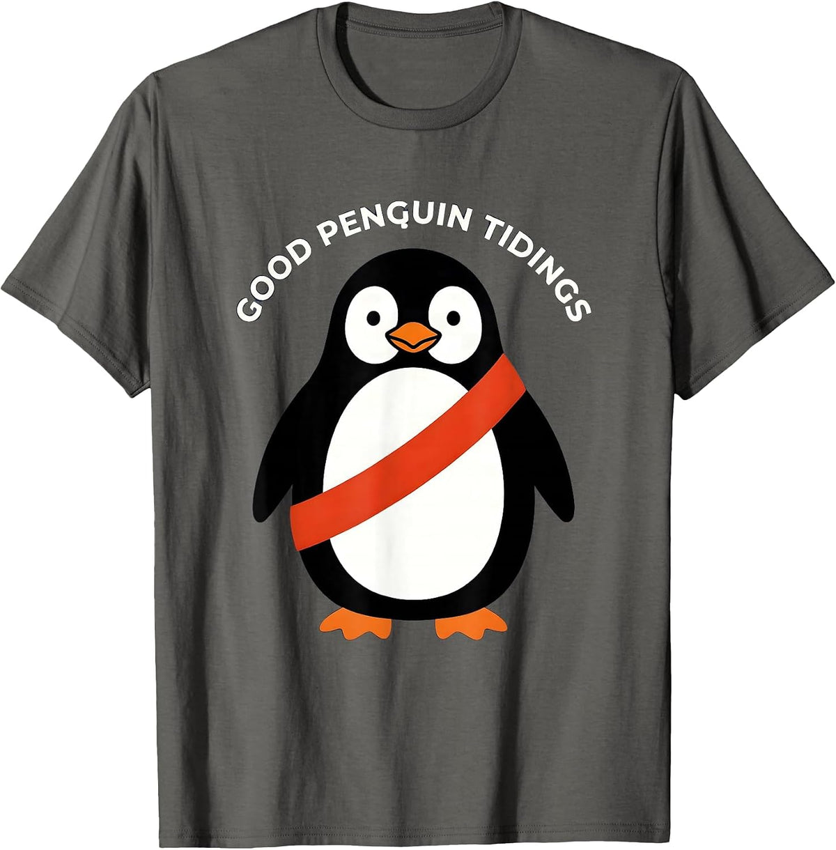 Men's Good Penguin Tidings Funny Penguin Lover Christmas Humor T-Shirt - Asphalt Grey