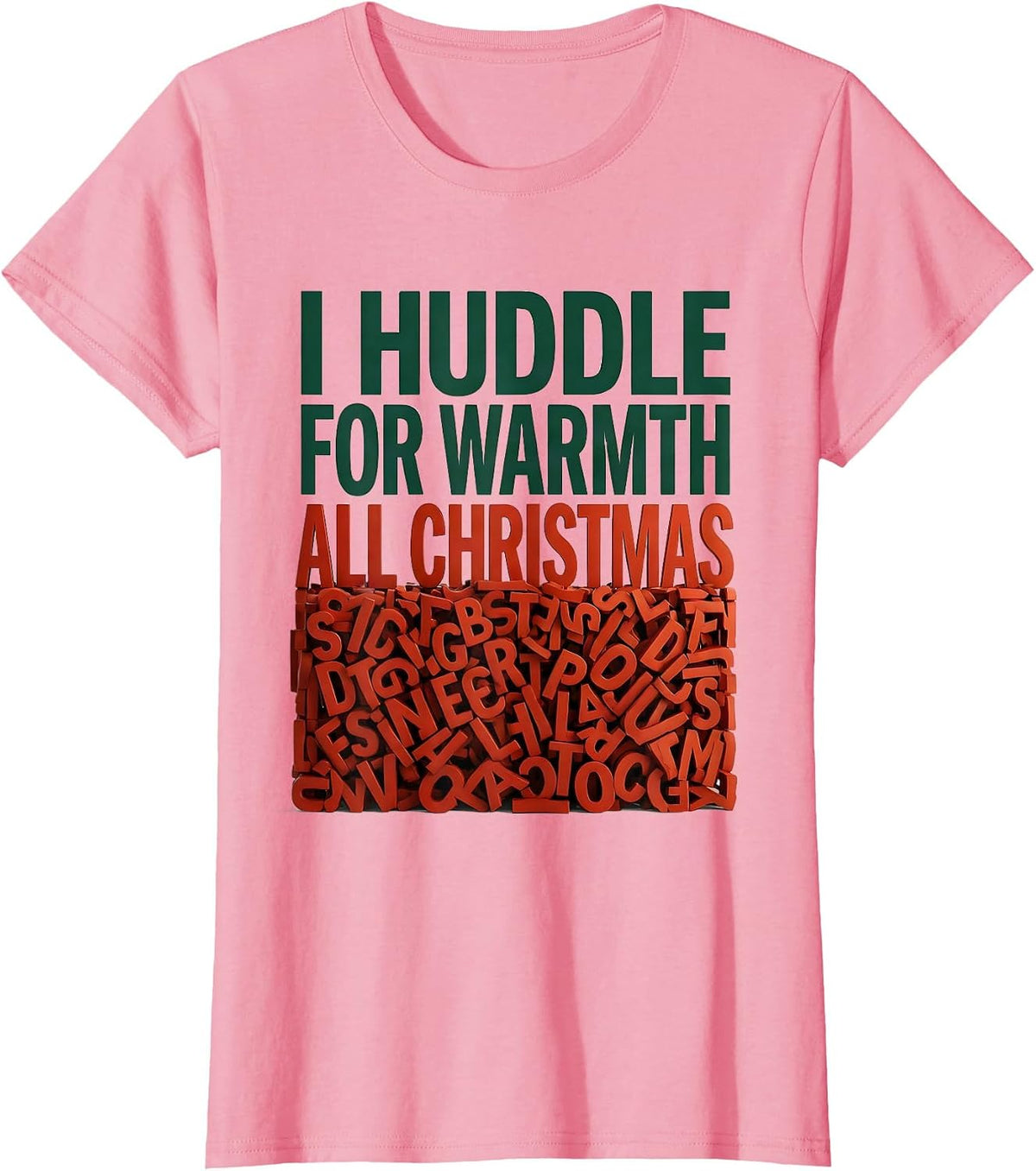 Women's I Huddle For Warmth All Christmas Funny Penguin Lover T-Shirt - Pink