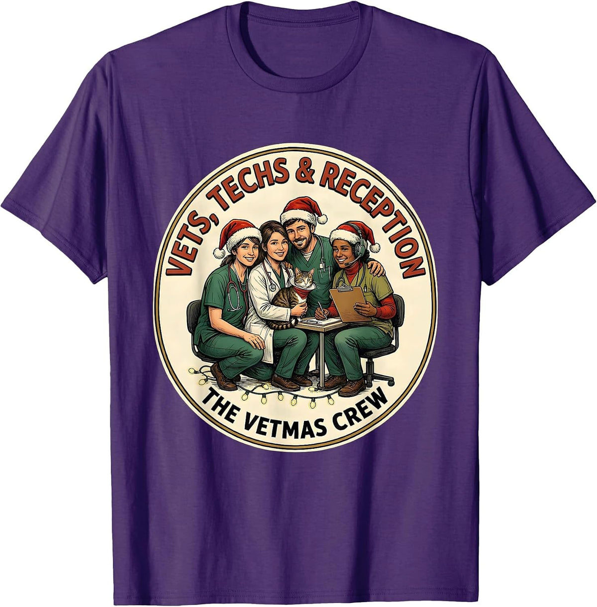 Vets, Techs & Reception: The Vetmas Crew Veterinary T-Shirt - Purple