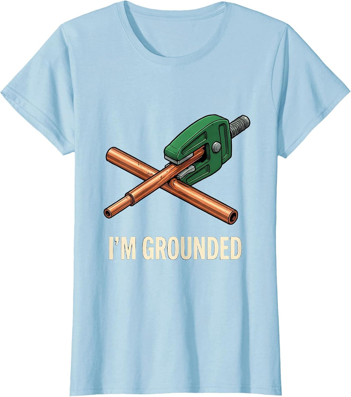 Women's I'm Grounded Funny Electrician Engineer Tech Worker Deadpan T-Shirt - Baby Blue
