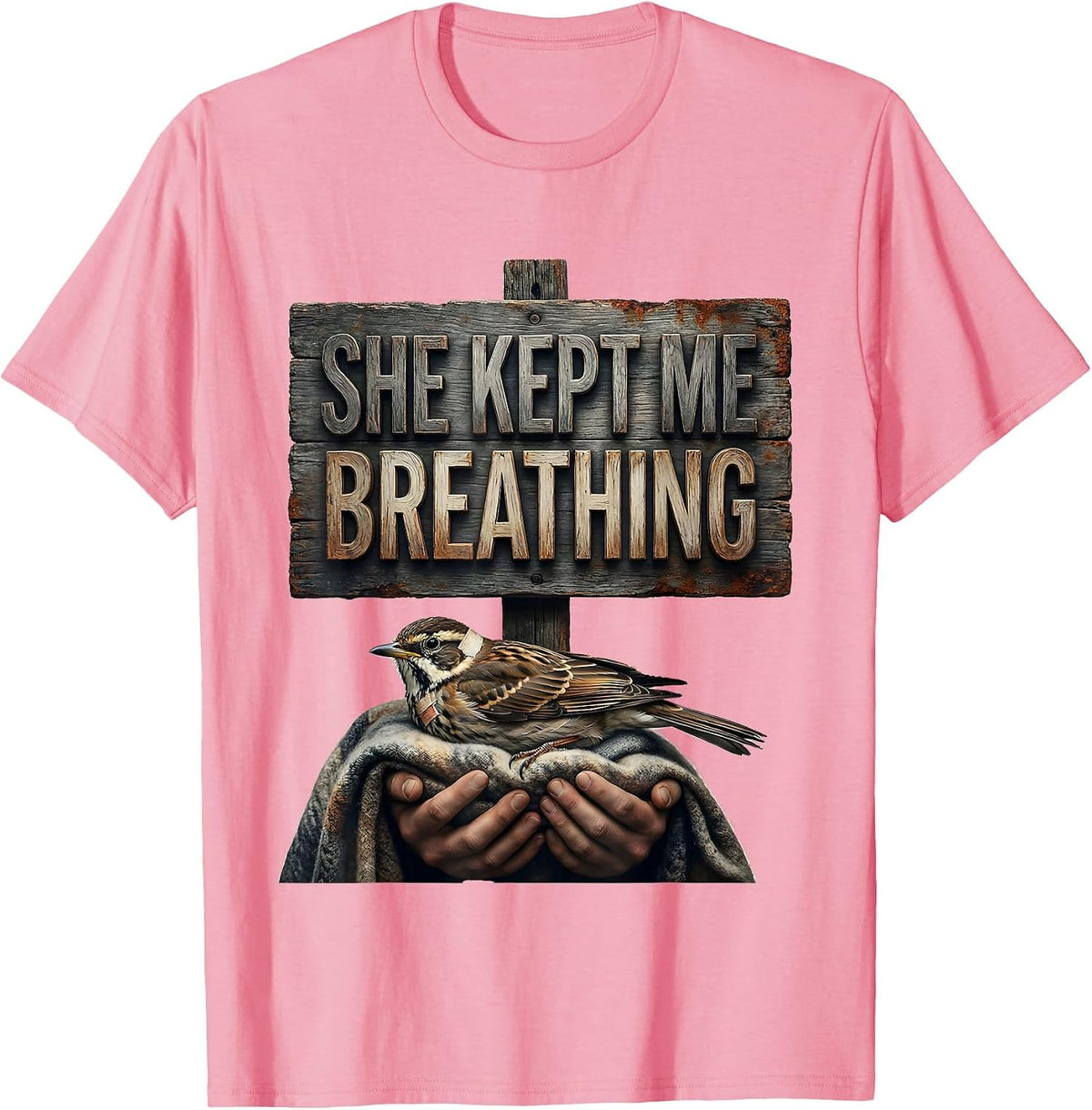 Men's She Kept Me Breathing Veterinary Technician Vet Tech Pride T-Shirt - Pink