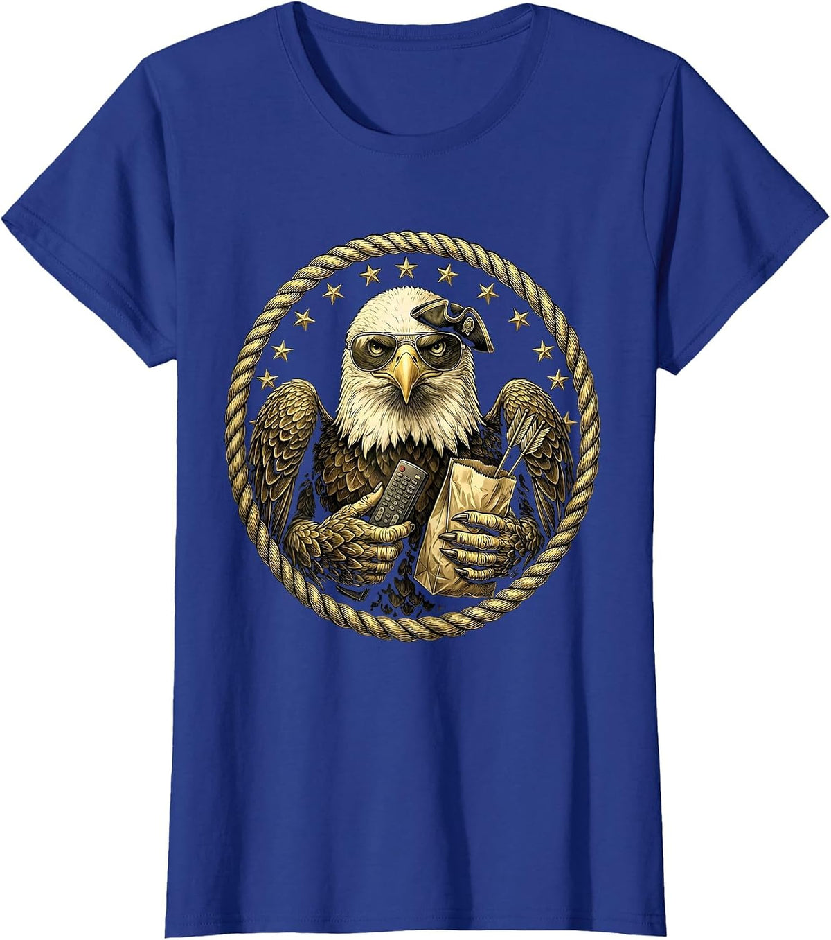 Women's USA 250th Anniversary Bald Eagle Patriotic Design T-Shirt - Royal Blue