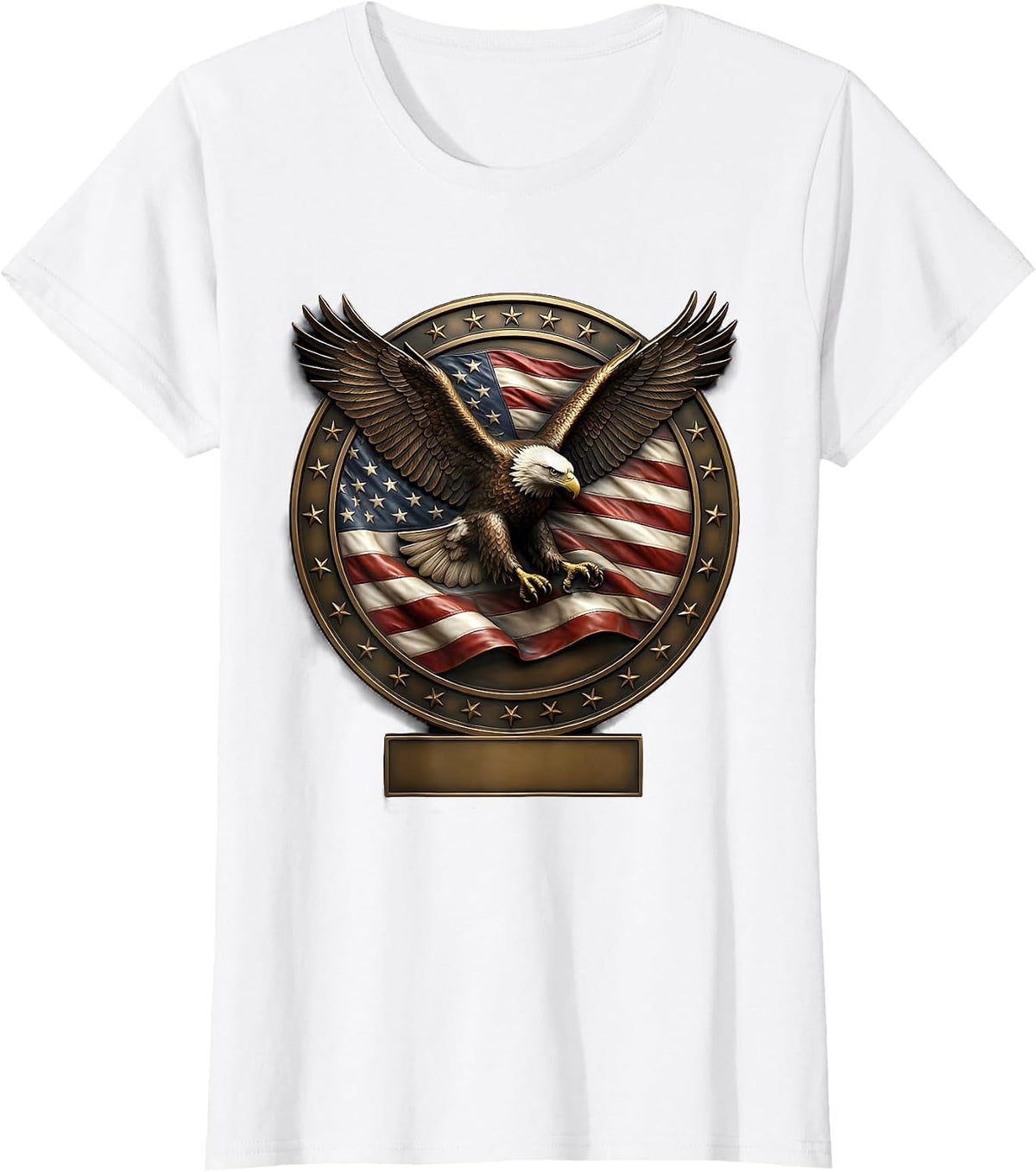 Women's Bald Eagle American Flag 250th Anniversary Patriotic T-Shirt - White