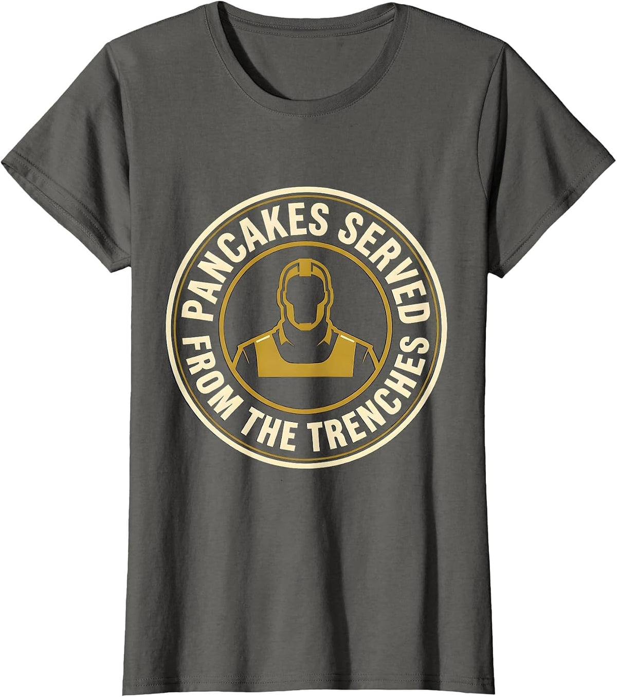Women's Pancakes Served From The Trenches Funny Football Lineman T-Shirt - Asphalt Grey
