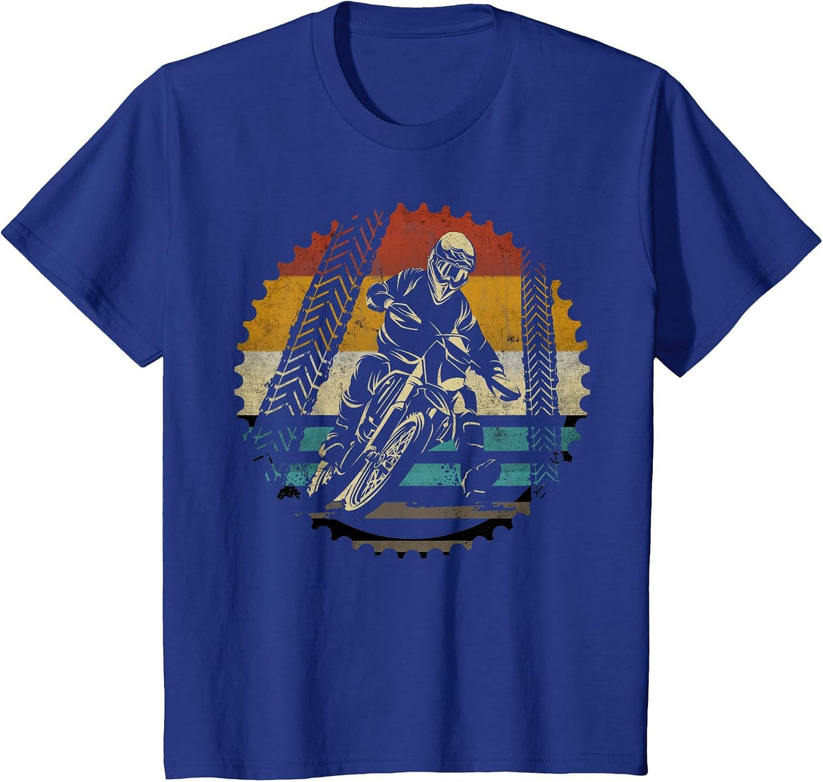 Motocross Dirt Bike Enduro Off Road Biker Retro Vintage T-Shirt - Royal Blue