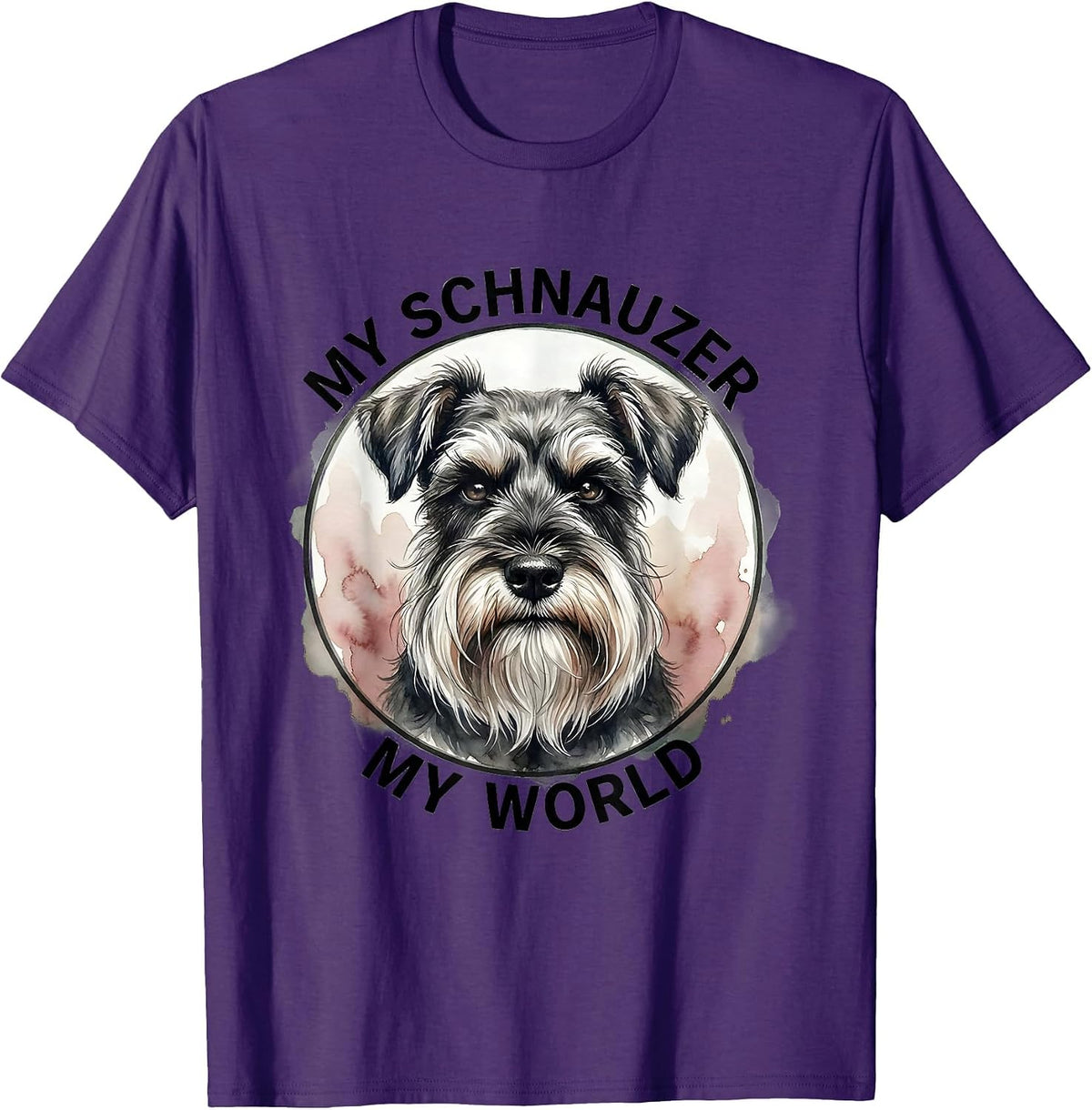 My Schnauzer My World Watercolor Miniature Schnauzer Lover T-Shirt - Purple