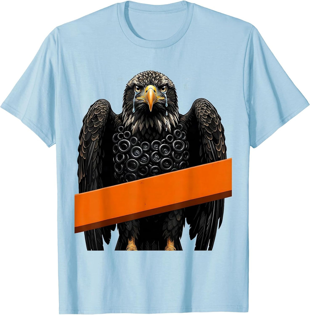 Men's Crying Bald Eagle Wrapped in Bubble Wrap Sarcastic T-Shirt - Baby Blue