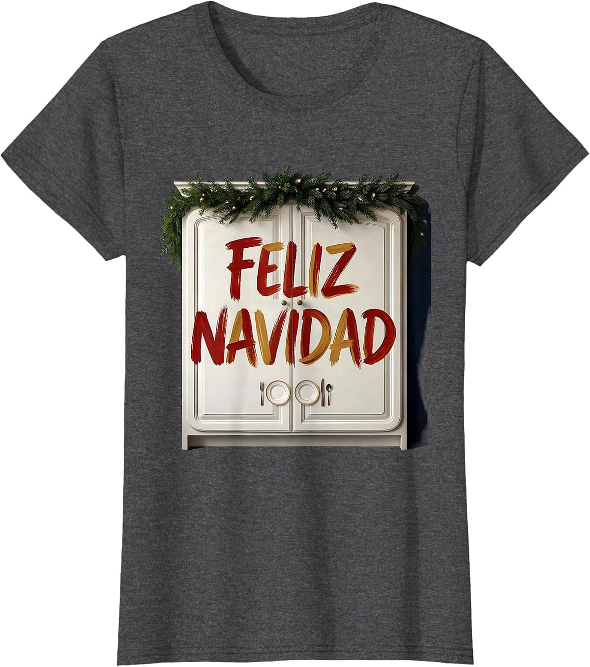 Women's Feliz Navidad Spanish Mexican Christmas Family Matching T-Shirt - Dark Heather Grey