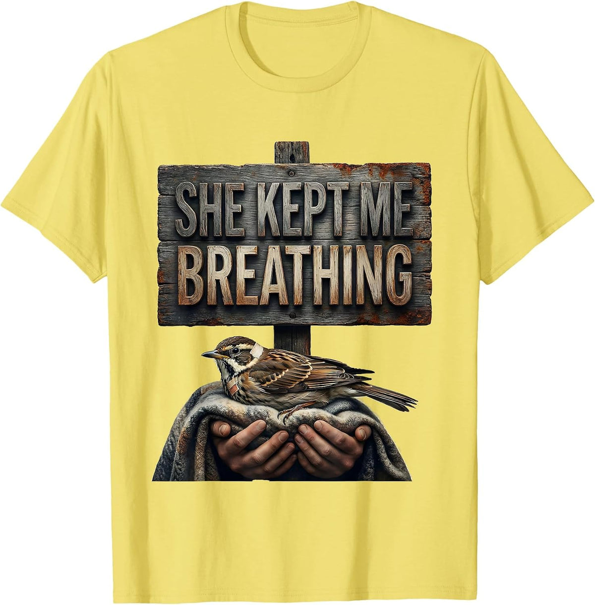 Men's She Kept Me Breathing Veterinary Technician Vet Tech Pride T-Shirt - Lemon Yellow