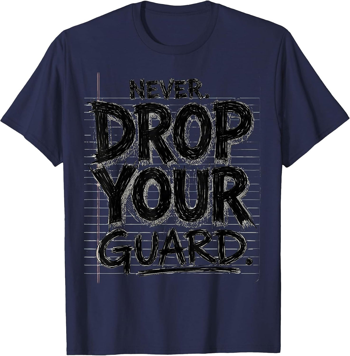 Men's Never Drop Your Guard Boxing Graphic Design T-Shirt - Navy Blue