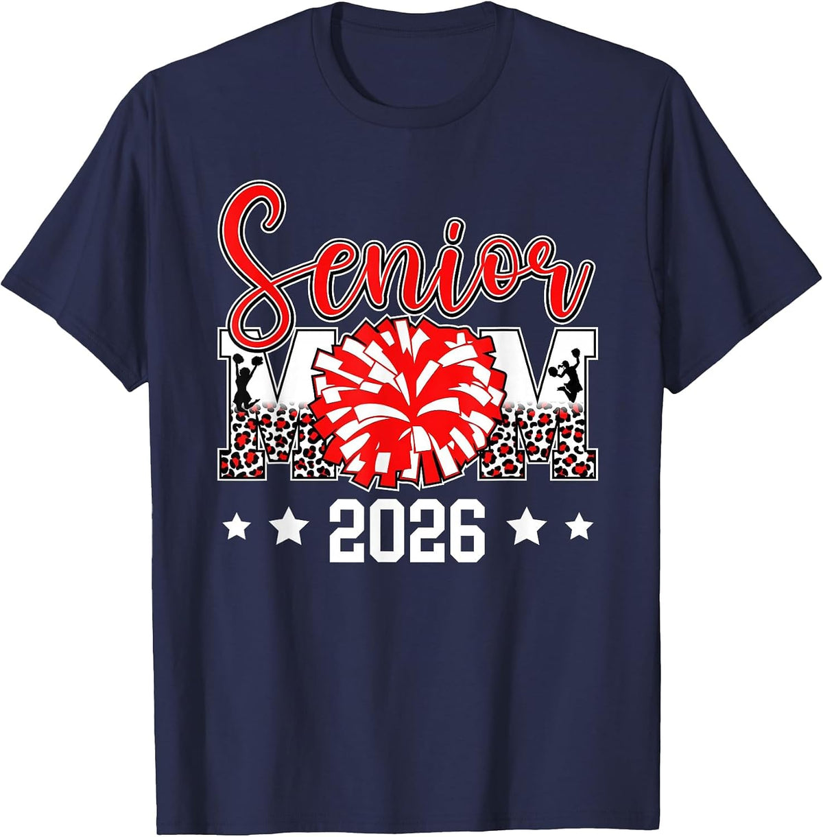 Cute Cheer Senior Mom 2026 Cheerleading Senior Mother 2026 T-Shirt - Navy Blue