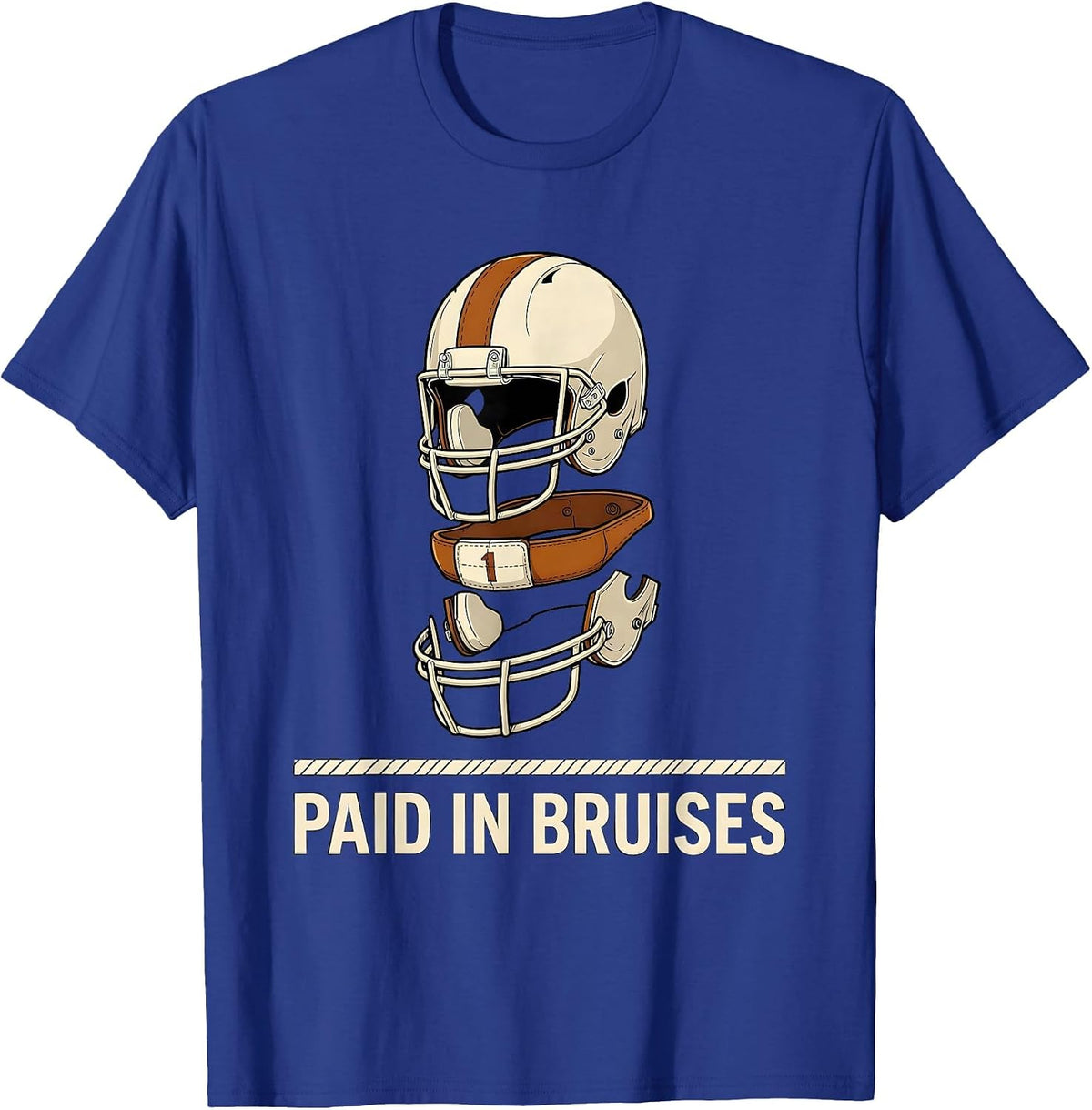 Men's Paid In Bruises Exploded View Technical Football Lineman T-Shirt - Royal Blue